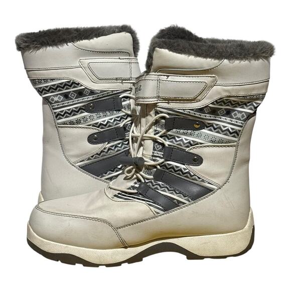 AirWalk Women's Winter Snow Boots Faux Fur White Gray Lace Up Size 9 - Picture 6 of 8
